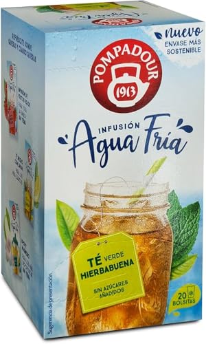 Té Verde Hierbabuena con Menta, Agua Fría, Sin Azúcar, 20 Bolsitas