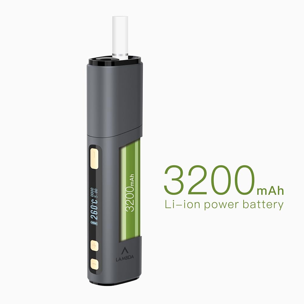 LAMBDA Dual Heat Not Burn Device 3200 mAh OLED Display Einstellbare Temperatur Heizung (grau)
