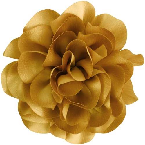 Image of 6.3 inch Large Flower Hair Clips for Women - Floral Hair Clip & Brooch for Dresses, Coats, Hats & Special Occasions | Brooches and Pins for Women - Decorative Wedding Gift Accessory - Gold