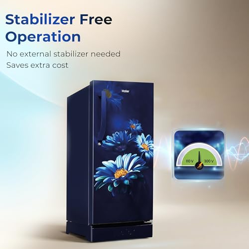 Image of Haier 190 L 5 Star Direct Cool Inverter Single Door Refrigerator with Fast Ice Making, Easy Clean Back, Large Vegetable Box (HED-205MHBA-P, Marine Hilton, Base Stand Drawer, 2026 Model)