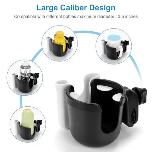 Image of Accmor 2-in-1 Wheelchair Cup Holder, Walker Cup Holder with Phone Holder, Universal Drinks Holder for Stroller, Rollator, Scooter, Walker, Wheelchair Accessory