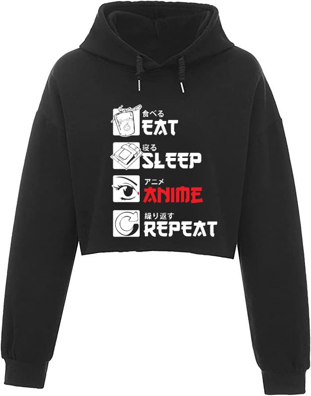 Anime Crop Hoodie Women Girl Casual Stylish Latest Black Lavender Pink Under 399 499-image-42
