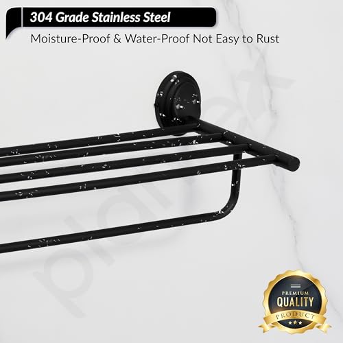 Image of Plantex 304 Grade Stainless Steel Towel Rack for Bathroom /Towel Stand /Hanger /Bathroom Accessories - Cubic (24 inch -Black)