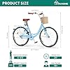 YITAHOME 26 Inch Beach Cruiser Bike for Women, 1 Speed Commute Bicycle for Adults, Women Bike with Adjustable Seat & Basket, Multiple Color #1