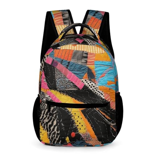 A Colorful Quilt Backpack for Travel, Ultra Durable Small Bookbag Lightweight Daypack for Women Men