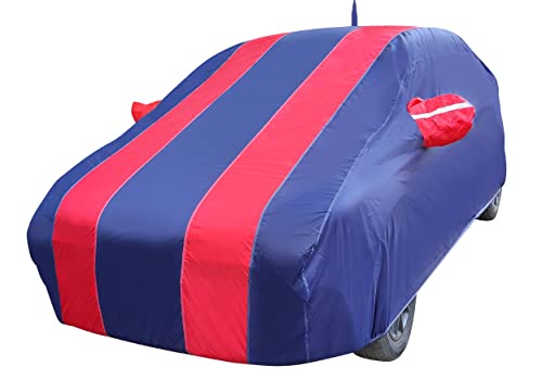 Image of Auto Hub Car Cover Compatible with Maruti Swift Dzire (Model : 2017-Till Date) with Antenna & Mirror Pocket, Weather Proof, Triple Stitched, Swift Dzire Car Cover- Navy-Red