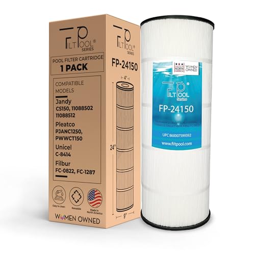 FILTPOOL FP-24150 Replacement Pool Cartridge Filters for Jandy CS150, 11088502, 11088512, Unicel C-8414, Filbur FC-0822, FC-1287, PJANC1250, PWWCT150 – Clean Water Filtration – 1 PC, 150 SQFT