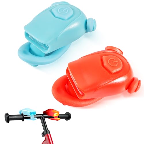 Editbar 2 Stück Kinder-Scooter-Licht - LED Kinder Roller Licht mit 3 Licht-Modi, IP67 Wasserdicht, Rucksack Licht, Kinderwagen Licht， LED Frosch Warnlicht für Kinder Scooter, Wanderstock Oder Rucksack