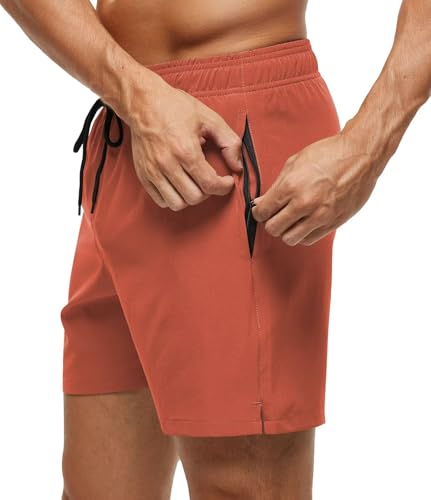 Image of Tyhengta Men's Swim Trunks Quick Dry Beach Shorts with Zipper Pockets and Mesh Lining