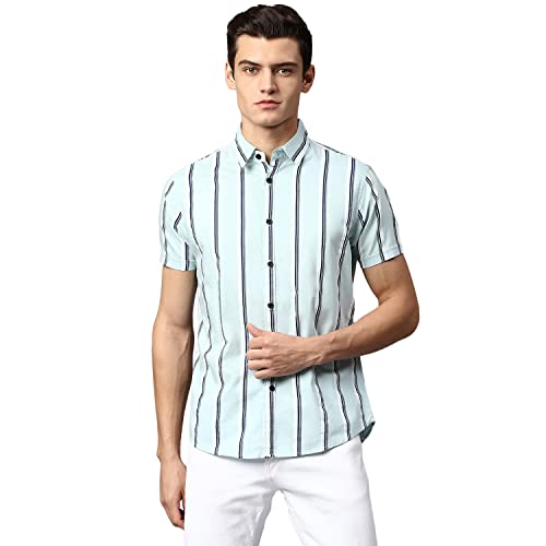 Image of Dennis Lingo Men's Pink Slim Fit Cotton Casual Shirt