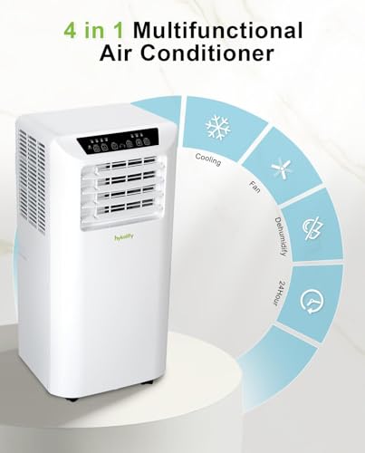 Image of Hykolity 10,000 BTU WiFi Enabled 4 in 1 Portable Air Conditioner, Window Kit Quiet Smart AC Unit with 2-Speed Fan, Dehumidifier, Sleep Mode & 24H Timer for Rooms, Office, Up to 450 Sq.Ft