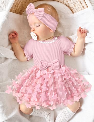 Qaoerde Baby Girl Dress Puff Sleeve Tutu Dress Butterfly Tulle Dress Flower Girl Birthday Party Princess Dresses2