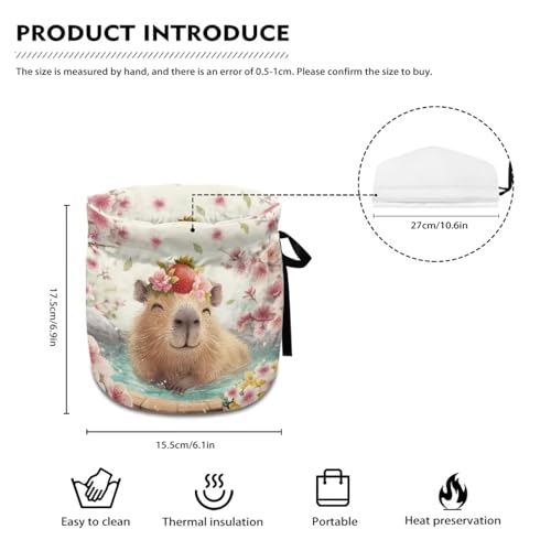 Image of Xoenoiee Capybara Tea Cozy Tea Cosy for Teapots Keep Warm Teapot Cover Cherry Blossom Insulated Kettle Cover for Home Kitchen Table Decor
