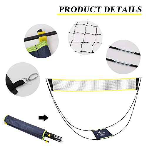 SUNBA YOUTH Badminton Net,Portable Badminton Net Set with Stand Carry Bag,Foldable Tennis Volleyball Net for Indoor Outdoor Sports, No Tools or Stakes Required