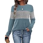 Womens Sweaters Teen Girl Clothes Plus Size Fall Fashion Tops Travel Outfits for Women Winter Long Sleeve Shirts Date Blue 2XL