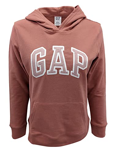 GAP Womens Fleece Arch Logo Pullover Hoodie (X-Large, Dark Pink (White/Pink Logo))