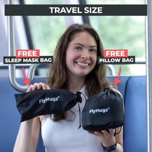 FlyHugz® Ultimate Travel Comfort Set – Hooded Memory Foam Neck Pillow + 3D Contoured Sleep Mask | Adjustable Hood, Washable Cover & 100% Light-Blocking Eye Mask | First-Class Rest for Flights & Home - Image 5