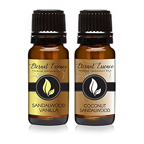 Image of Eternal Essence Oils 2 Pack 10ml Premium Fragrance Oil - Sandalwood Vanilla & Coconut Sandalwood - for Candle, Soap Making, Aromatherapy, & More