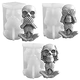 3D Schädel Kerzenform zum Gießen Kerzen Gießform, Totenkopf Silikon Kerzenform Aromatherapie Kerze Seifenherstellung Formen Gießformen für Handwerk Diy Halloween Home Decration Party Supplies