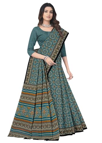 Image of Karishma Pure Cotton Mulmul (stiff) Saree With Beautiful Patola Design (Blue)