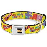 Sony Pictures ペット用首輪、犬の首輪メタルシートベルトバックル、ホイールオブフォーチュンテストとウェッジコラージュイエローマルチカラー15~24インチ幅1.0インチ