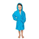 Bagno Milano Kids - Unisex Hooded Soft Terry %100 Turkish Cotton Bathrobe, Girls - Boys Cotton Robe, Made in Turkey (Blue, Medium / Age 6-8)