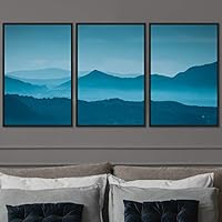 3 Piece Framed Canvas Wall Art Blue Sunset Canvas Prints Home Artwork Decoration for Living Room,Bedroom - 16