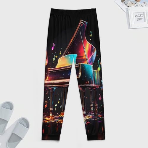 Colorful Piano Keyboard Music Note Mens Pajama Pants Lightweight Lounge Pant Sleep Pj Bottoms with Pockets3