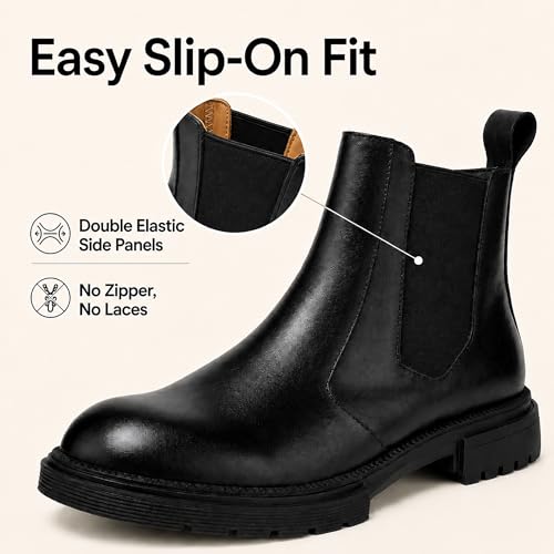 Image of Men's Premium Leather Chelsea Boots | Double Elastic Gussets & Breathable OrthoLite Anti-Odor Insoles | Slip-Resistant Rubber Outsole, Leather Lined for All-Day Comfort (Casual & Work)