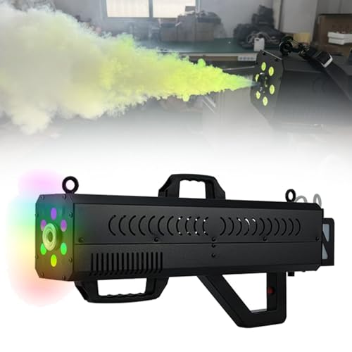 Pistola de humo for fiestas, máquina de niebla con luz LED, máquina de niebla portátil for Halloween espeluznante, espectáculos en el escenario y noches de club.(Black)