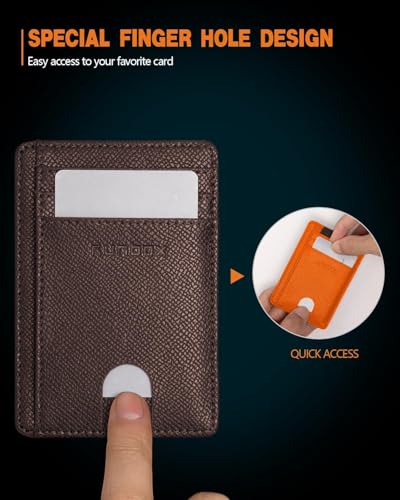 Image of RUNBOX Slim Minimalist Front Pocket RFID Blocking Leather Wallets for Men and Women Card Holder Wallets Gifts for men