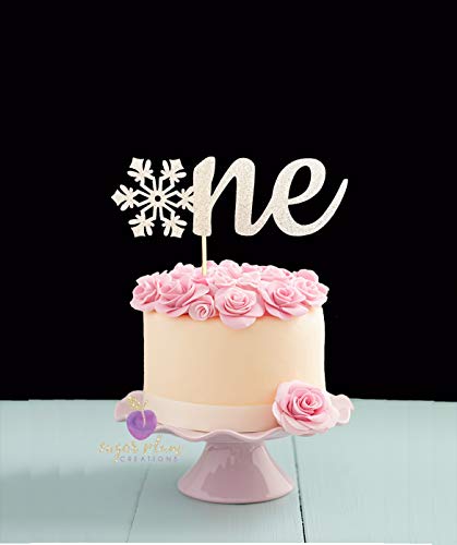 Sugar Plum Creations One Snowflake Birthday Cake topper: Silver