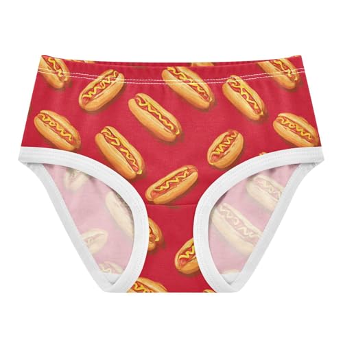 Wusikd Hot Dogs Red Girls' Underwear Cotton Girls Briefs Soft Toddler Underwear 2T