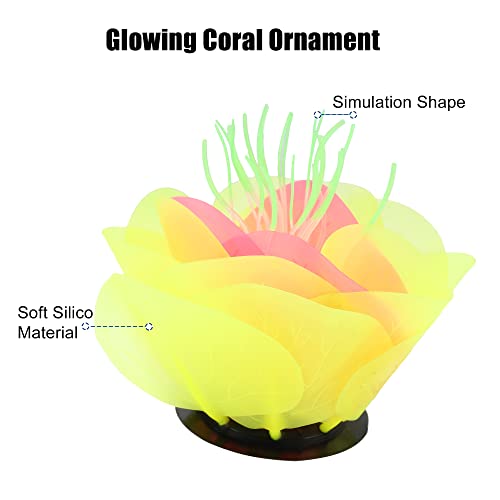 VOCOSTE Aquarium Simulation Coral Aquatic Flower, Silicone Yellow - Image 3