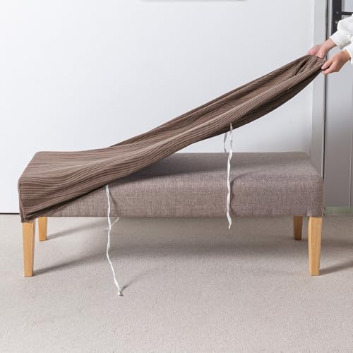 Image of HOKIPO 200gsm Knitting Jacquard Bench Cover, 'Nestiva Series', Chocolate Brown (AR-6237-BR)