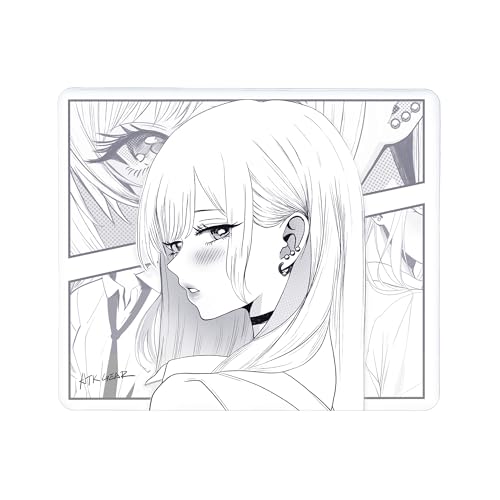 Image of ATK Anime Mouse Pad - Reverie Soft Gaming Mousepad, 490x420x4mm Recessed Edge, Balanced Tracking Surface, Non-Slip Poron Base - Black-White or Pink (White)