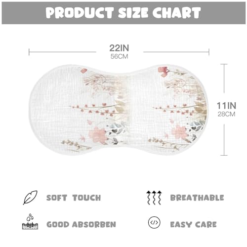 Muslin Baby Burp Cloths Set of 1, Soft Absorbent Wild Flowers Cotton Burping Cloth, Milk Spit Up Rags for Newborn Unisex, 22 x 11 Inch4