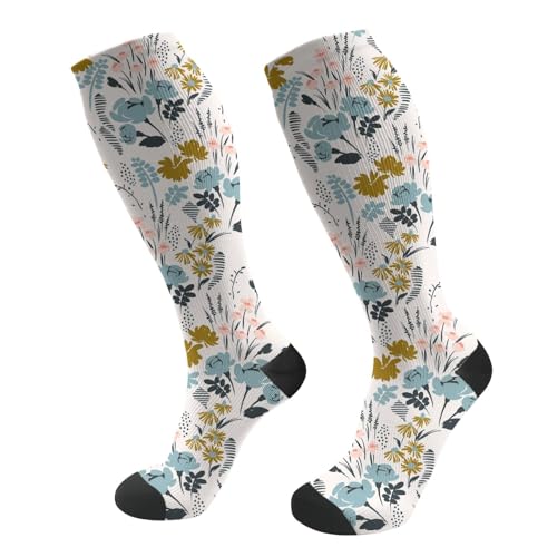 Floral Pattern Socks For Women & Men Support Circulation For Nurse, Travel, Flight