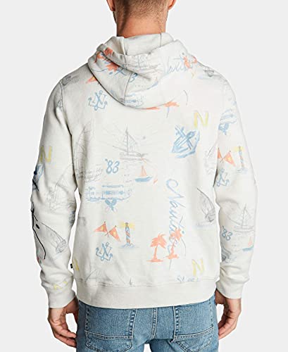 Nautica Men's Blue Sail Classic-Fit Limited-Edition Printed Logo Hoodie, X-Large, Frost Heather2