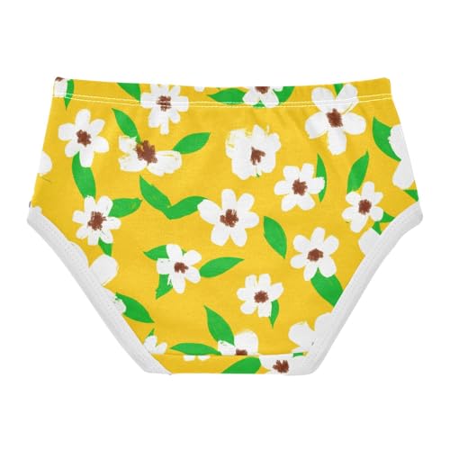 Cotton Toddler Girls Underwear White Flower Floral Bright Yellow Girl Panties Cute Pattern Briefs Kids Undies 2t2