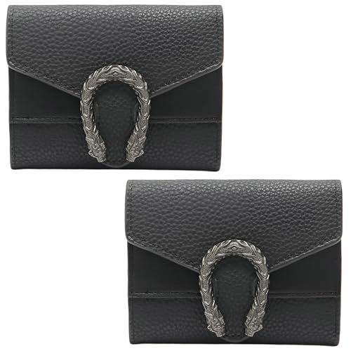 Image of Kraptick Women s Wallet Stylish Compact Purse Clutch with Card & Coin Holder Debit Card Organizer, Travel Wallet & Money Organizer for Women with 8 Card Slots (Black) (Pack of 2)