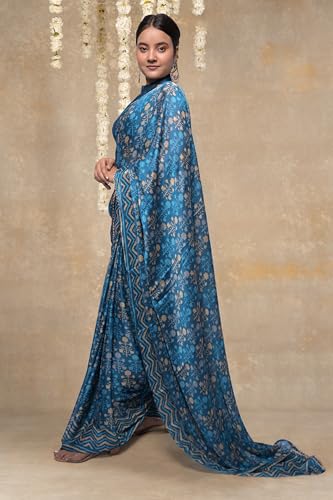 Image of MIRCHI FASHION Women Saree Floral Print Chiffon | Lightweight Festive Occasion Sari for Farewell and Functions with Unstitched Blouse Piece