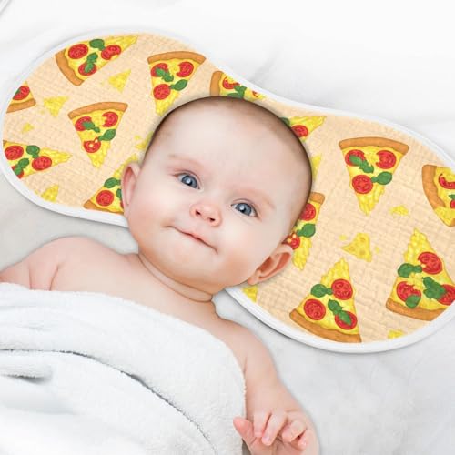 2 Pack Muslin Burp Cloths Pizza Beige Cotton Baby Burp Cloths Absorbent Soft Burping Cloth Washcloths for Newborn Boys Girls, Large 22" x 11"4