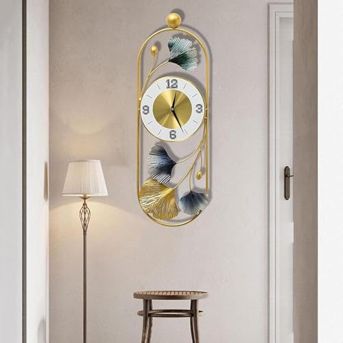 Image of FUNTEREST Decorative Metal Hanging Clock for Living Room Stylish Vintage Analog Wall Clock for Home Non-Ticking Antique Large Wall Clock for Bedroom,Office,Hall,Drawing Room (Clock - 3)