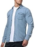 Indicode Uomini Mike Shirt | Camicia con 2 Tasche pettorali in Cotone Blue Wash M