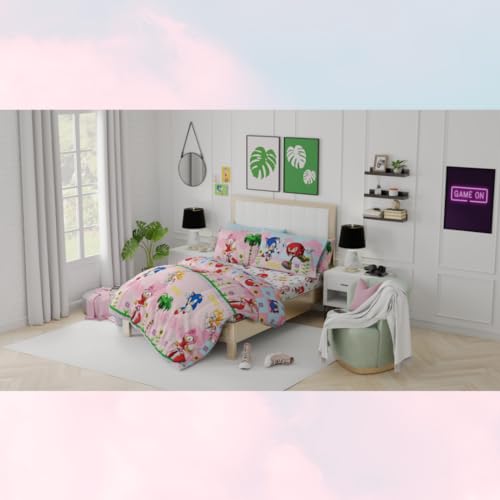 Franco Sonic The Hedgehog Amy Rose Anime Kids Bedding Super Soft Comforter and Sheet Set with Sham, 7 Piece Full Size, (Officially Licensed Product) Kids by Franco - Used condition - Image 7