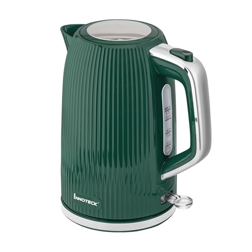 Innoteck Kitchen Pro 1.7L Electric Kettle - Green Ridged Textured Body & Stainless-Steel Accents - BPA-Free Hot Water Boiler with Auto Shut-Off - Boil Water Quickly for Preparing Tea, Coffee Innoteck Kitchen Pro 1.7L Electric Kettle - Green Ridged Textured Body & Stainless-Steel Accents - BPA-Free Hot Water Boiler with Auto Shut-Off - Boil Water Quickly for Preparing Tea, Coffee
