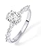 PAVOI 14K White Gold Plated 1.25CT Oval Cubic Zirconia Promise Engagement Ring | Solitaire Wedding Bands | Halo Fake Engagement Ring for Women | Size 5