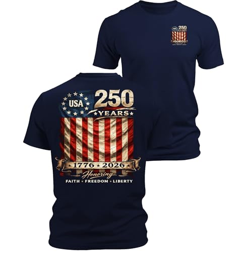 250 Anniversary USA Shirt Crewneck Pullover Tops Men's Tshirts Shirts Short Sleeve T Shirt America Crew Neck Tee