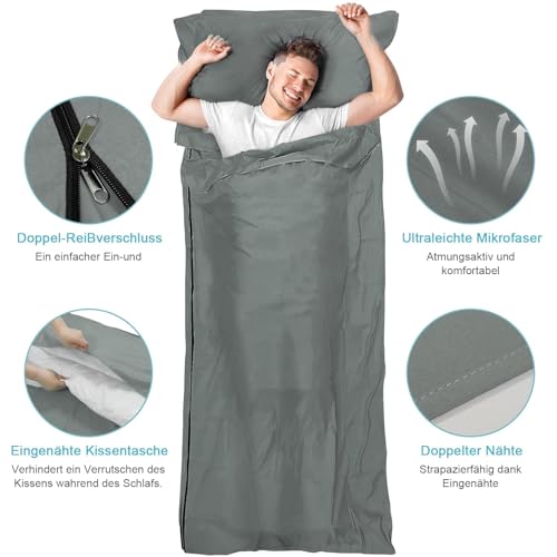 Sleeping Bag Liner, Forro de Bolsa de Dormir para Adulto, Ligero y Portátil, Rectangular, Capacidad Individual miniatura 2